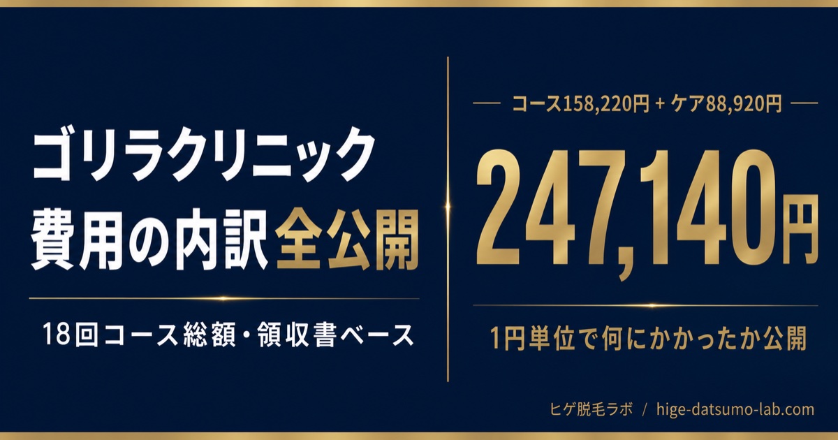 ゴリラクリニックのヒゲ脱毛に247,140円かかった｜費用の内訳を全公開｜ヒゲ脱毛ラボ